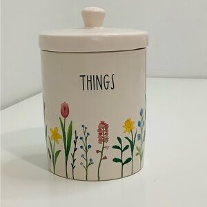 Rae Dunn ,THINGS. Artisan Collection , Canister  Floral Ceramic Storage Jar 🫙